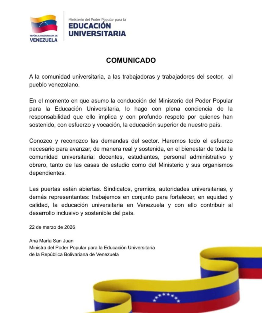 Asunción al Cargo y Líneas de Trabajo del Ministerio para la Educación Universitaria
