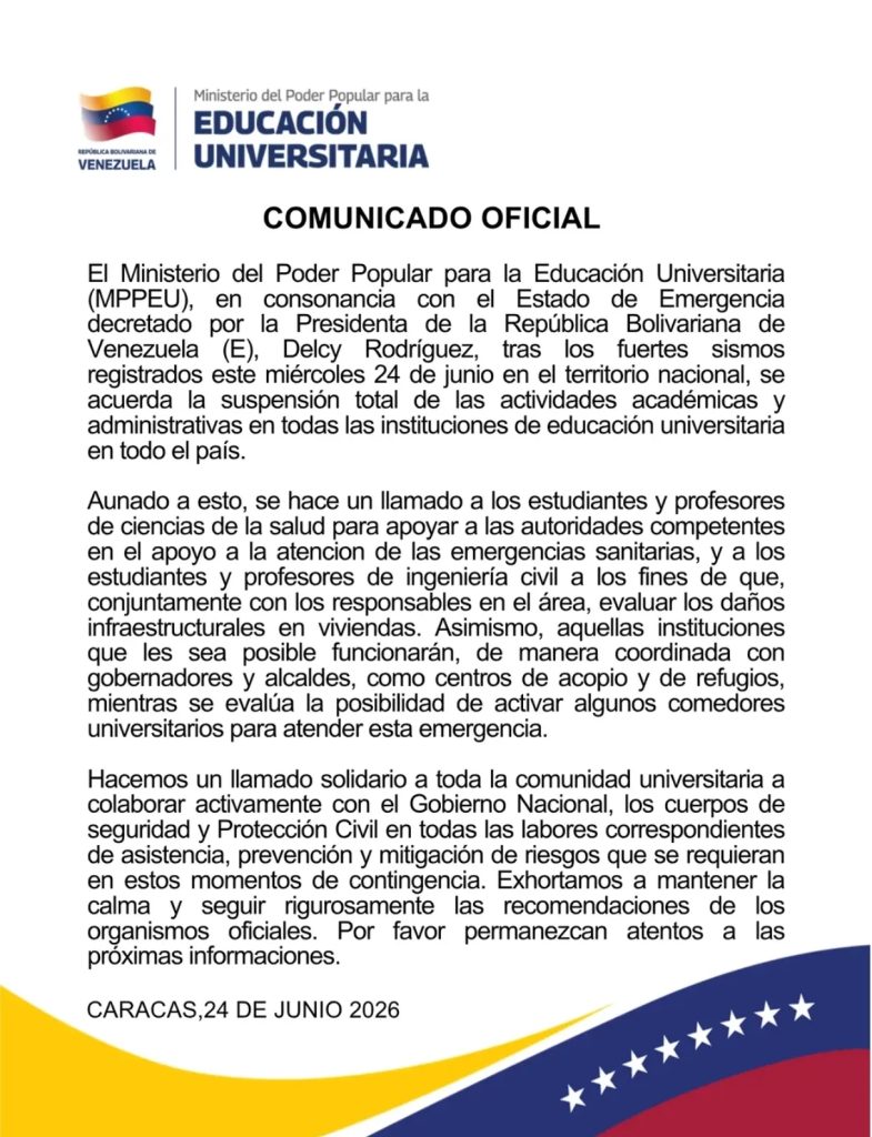 Estado de Emergencia Nacional por sismo